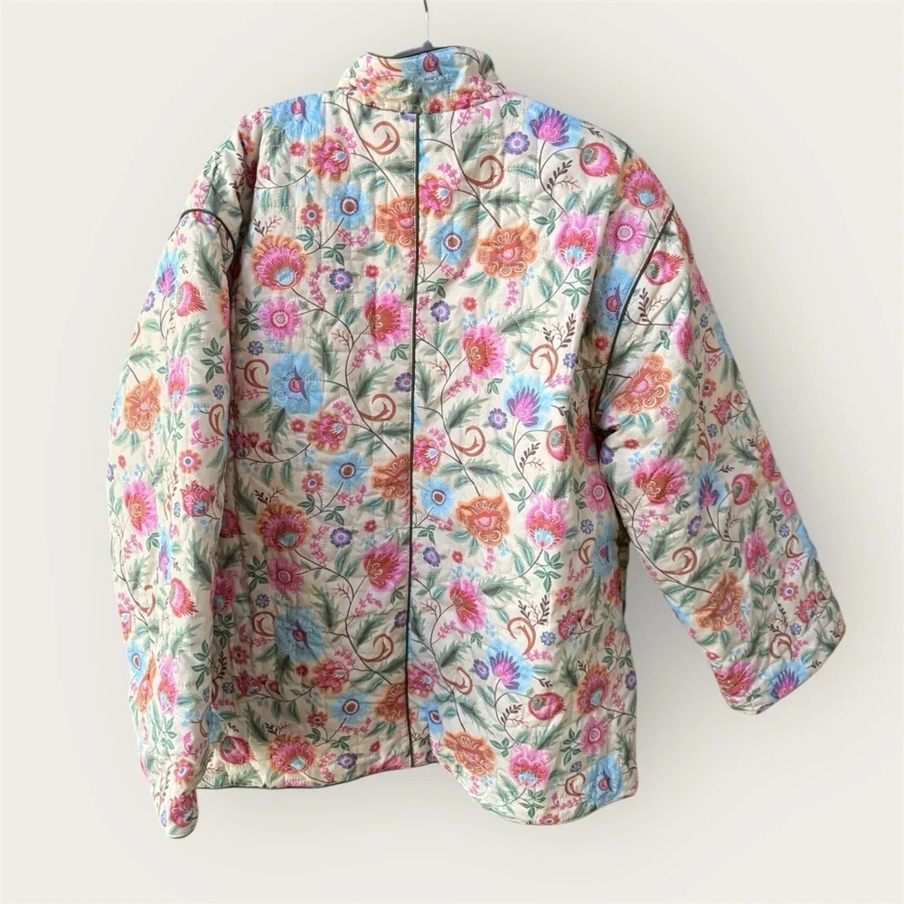 SPELL Valley Quilted Reversible Jacket floral & Green NWT button front closure - Picture 3 of 11
